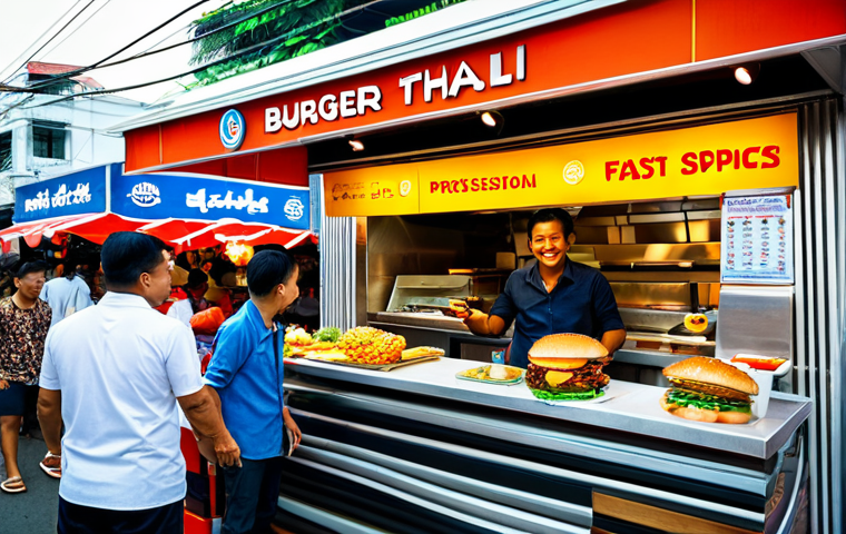 태국의 글로벌 브랜드 사례 - **

"A vibrant street food market scene in Bangkok, Thailand, featuring a modern food stall selling ...