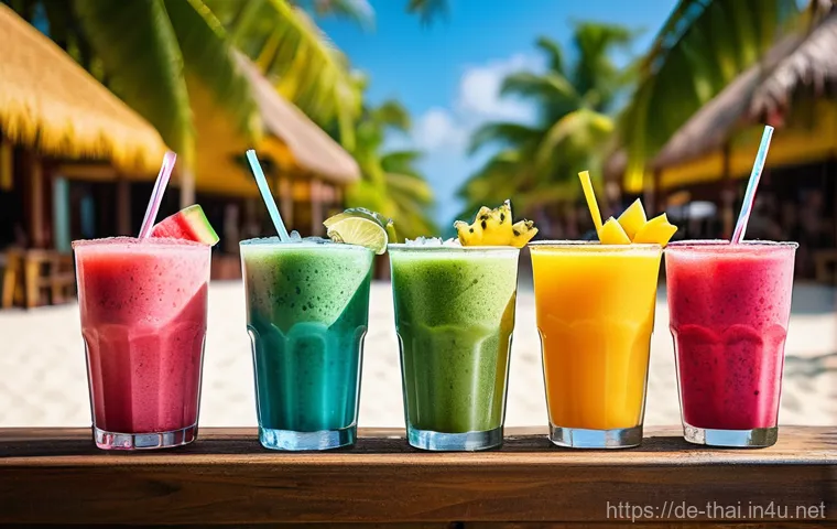 태국의 전통 음료 제조 - **Prompt 1: Bustling Bangkok Street - Thai Iced Tea Vendor**
    A highly detailed, realistic photog...