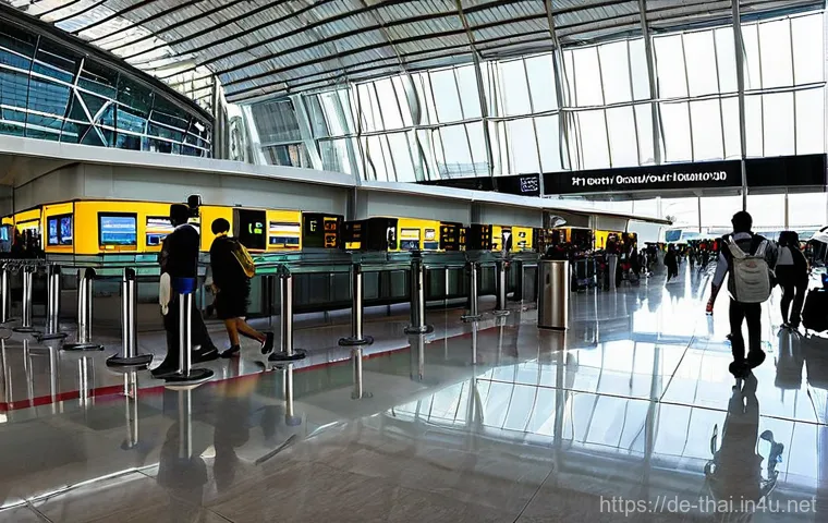 태국의 주요 공항 - **Prompt 1: Bustling Modern Arrival at Suvarnabhumi**
    "A grand, modern, and bustling internation...