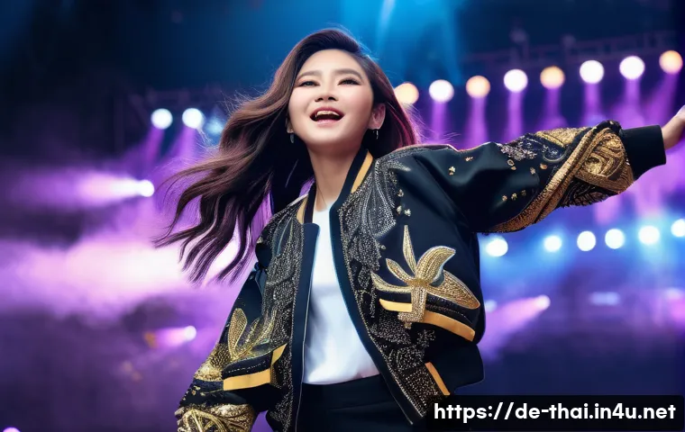 태국에서 유명한 인물 - **Prompt: A vibrant and dynamic full-body shot of a young Thai female pop idol, confidently performi...
