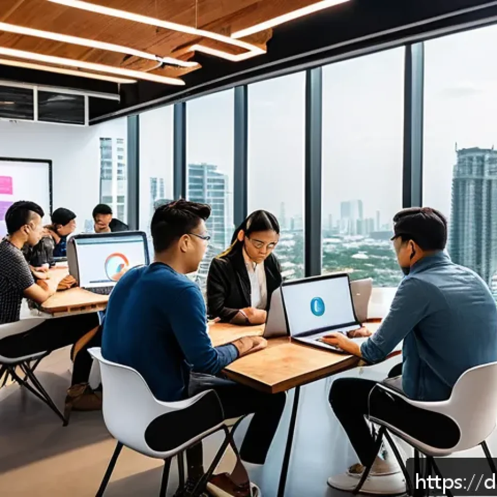태국의 IT 및 데이터 산업 - A vibrant modern co-working space in Bangkok filled with young Thai entrepreneurs and tech startup f...