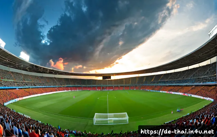 Home 17 태국의 축구 리그 - Photorealistic wide-angle view of a vibrant Thai professional football league match at a modern open...